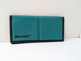 Vintage Microsoft 4 Pocket Foldable Hook And Loop Soft Case Teal Green 9... - $39.55