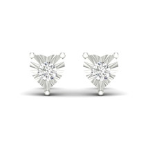 10K White Gold 1/10ct TDW Diamond Heart Stud Earrings - £150.27 GBP