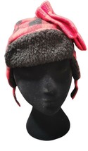 2 piece set Winter plaid red/black Hat Set With red Gloves  unisex - $11.25
