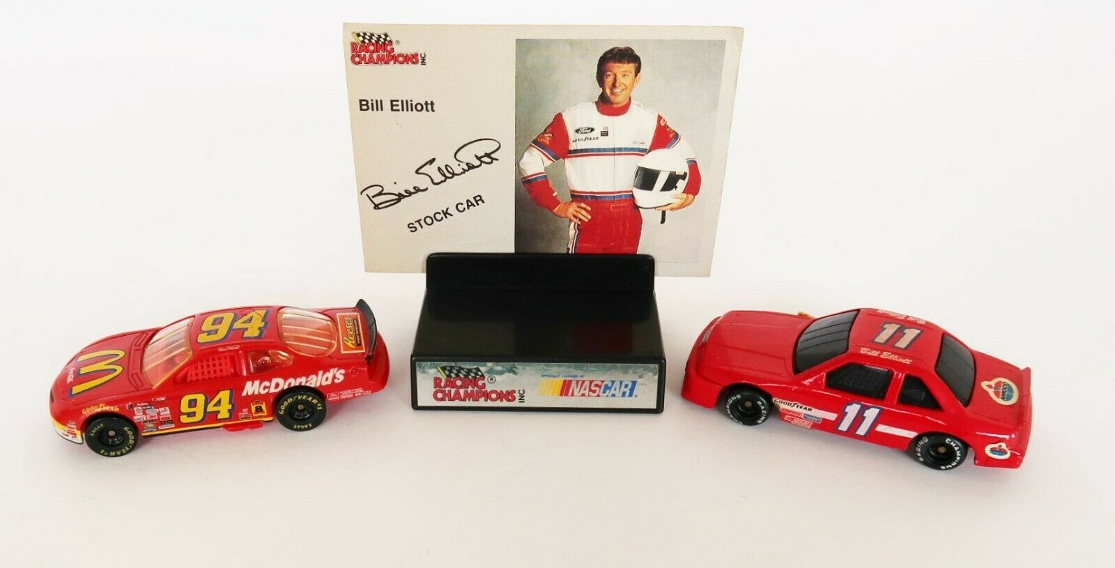 NASCAR Bill Elliott toy cars Racing Champions & M.I. 1990's bonus trading card - $12.00