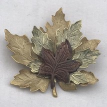 Autumn Leaves Pin Brooch Multi Tone Vintage - $9.95