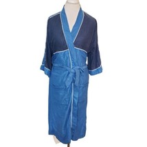 Vintage 80s Mens Blue Fleece Robe S/M McGregor - $48.21