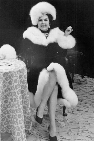 Ann Miller smiling seated glamour pose in fur trimmed coat &amp; hat 4x6 inc... - $4.75