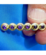 Antique Amethyst Art Deco Brooch Gatsby era Vintage Solid 14k Gold Bar P... - $24,302.73 MXN