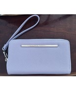 Steve Madden Wallet Removable Wrist Lavender Purple Textured w/ Silver W... - $13.86