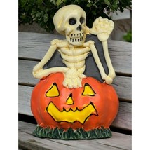 Skeleton Jack O&#39;Lantern Vintage Refrigerator Magnet Halloween Pumpkin Pop Up - £11.79 GBP