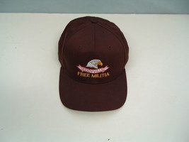 Vintage Eddyville eagle free militia embroidered brown snapback hat cap - $49.45