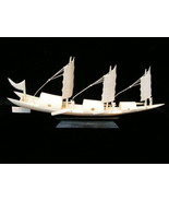 Chinese handcarved ivory 12"sail boat Junk/Sampan - $350.00