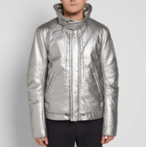 Helmut Lang Hommes Puffer Astro Moto Solide Argento Taille Xs H07RM401 - £414.61 GBP