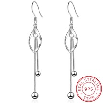 925 Silver Twisted Drop Earrings For Women Beads Long Tassel Earrings oorbellen  - £10.50 GBP