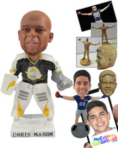 Personalized Bobblehead Strong Male Ice Hockey Goalkeeper Concentrating On The P - £66.68 GBP