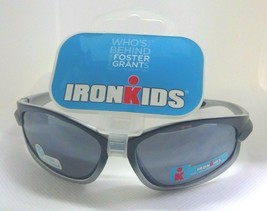 NEW boys Sunglasses IronKids by Foster Grant Black Gray Black Sports Active Wrap - £7.85 GBP
