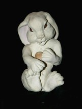 Signed WHITEROCK Glass Eyed Hare / Rabbit w Acorn Plaster Sculpture 6&quot; - $44.55