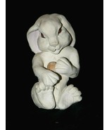 Signed WHITEROCK Glass Eyed Hare / Rabbit w Acorn Plaster Sculpture 6&quot; - £35.62 GBP