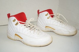 Nike Air Jordan 12 Retro FIBA Size 6Y GS White/University Red/Gold 15326... - $69.29