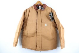 NOS Vintage 90s Carhartt Mens 46 Spell Out Corduroy Collar Arctic Coat Brown USA - £173.65 GBP