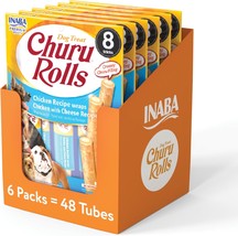 Churu Rolls For Dogs, Grain-Free, Soft/Chewy Baked Chicken Wrapped Churu Filled  - £27.59 GBP