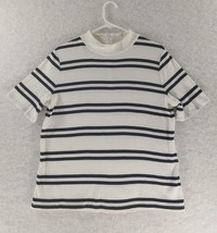 Talbots Mock Zip Cream Black Stripe Plus Sz 1X Cotton Pullover Shirt Classy - £13.06 GBP