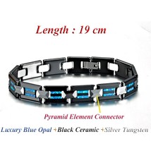 black ceramic blue opal tungsten bracelets for men and women fashion gold titani - £93.13 GBP
