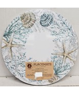 SET OF 4 HARD ROUND PLACEMATS W/CORK BACK(14&quot;) SEALIFE, STARFISH &amp; SEA S... - £19.77 GBP