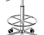 Vecelo Round Rolling Stool With Footrest And Wheels: Simple Assembly Pu ... - $67.96