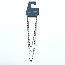 Universal Thread Necklace Semi Precious Multi Strand Bead Chain Green Gold Tone - £3.98 GBP