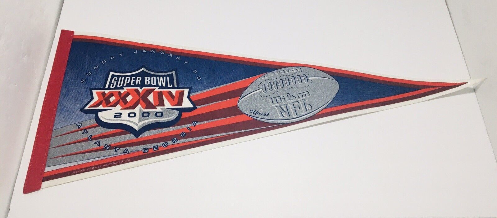 Super Bowl XXXIV 2000 Banner Pennant Football Lifestyles Inc. Tag Express - $14.22