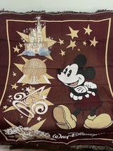 Walt Disney World Tapestry THROW BLANKET DISNEY MICKEY Mouse Maroon Epco... - $39.59