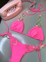 Elegant Women&#39;s Brazilian Bikini with Chains and Rhinestones - $45.50