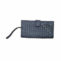 Women&#39;s Vegan Leather Blue Bi Fold Wallet Card Holder Zip Pouch - $11.08