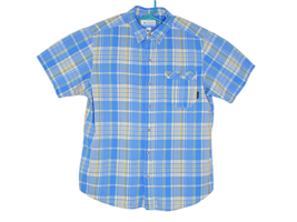 Columbia Mens Blue Plaid 100% Cotton Short Sleeve Collared Button Front ... - £18.04 GBP