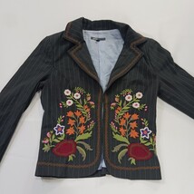 Yank American BAU1184 Youth Gray Orange -Pinstripe Embroidered Blazer Size 7/8 image 9