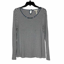 Matilda Jane T-Shirt Size Small Gray White Striped Stretch Blend Womens LS - £13.35 GBP