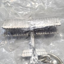 Chevron Bi-Plane Pewter Aviation Key Chain Silver Tone Advertisement Pro... - $21.00 CAD