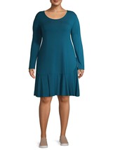 Terra &amp; Sky Women&#39;s Plus Knit Peplum Dress 1X (16-18W) Corsair Blue NEW - $24.02