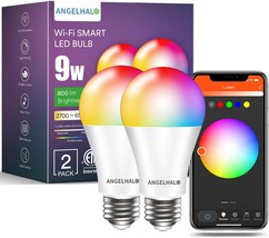 Smart Light Bulbs Color Changing A19 LED Light Bulb Work with Alexa and Google A - £41.70 GBP