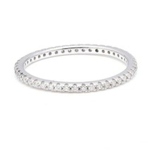 0.30CT Künstlicher Diamant Volle Ewigkeit Ehering 14K Weiß Vergoldet Silber - £141.08 GBP