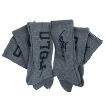 Polo Ralph Lauren 6 Pack Pair Classic Sport Crew Socks Grey Big Pony Logo Mixed - £26.03 GBP