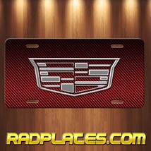 Cadillac Inspired Art on Red Aluminum Novelty License Plate Tag - £15.53 GBP