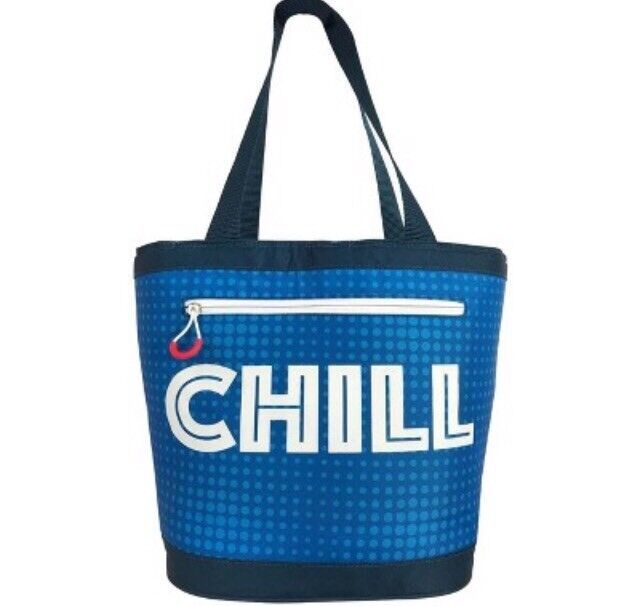 Poptimism Insulated Lunch Bag Beach Outdoor Picnic Blue Tote Cooler - $12.99