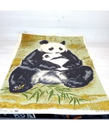 Vintage Panda &amp; Baby Cub Linen Tea Towel 28 x 19&quot; Wall Hanging Made in I... - £22.46 GBP