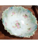 RS Prussia Large Bowl Pink Roses and Gold Gilt - Small Repair - £39.11 GBP