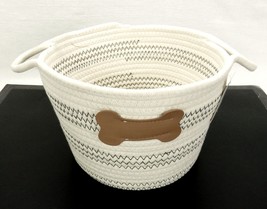 Pet Toy Storage Basket with Dog Bone Design Rope Storage Basket w/ Handles - £3.90 GBP