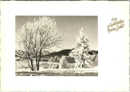 Vtg German Postcard Ein glückliches neues jahr (A Happy New Year) Tree Snow  - £3.98 GBP