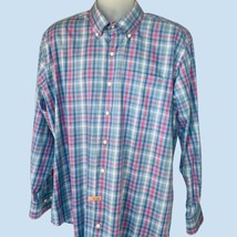 PETER MILLAR LONG SLEEVE LUXURY COLORFUL PLAID BUTTON DOWN FRONT COLLAR XL - $28.14