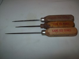 Lot of 3 Vintage Advertising Ice Pick  - Lang Ice Cubes Chicago IL - $368.88 MXN