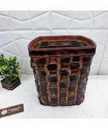 Handwoven Leather Wastebasket, Trash Bin, Handmade Office &amp; Home Decor, ... - $5,099.54 MXN