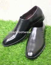 New Mens Handmade Formal Shoes Black Leather Side Lace Style Casual &amp; Dress Wear - £115.09 GBP