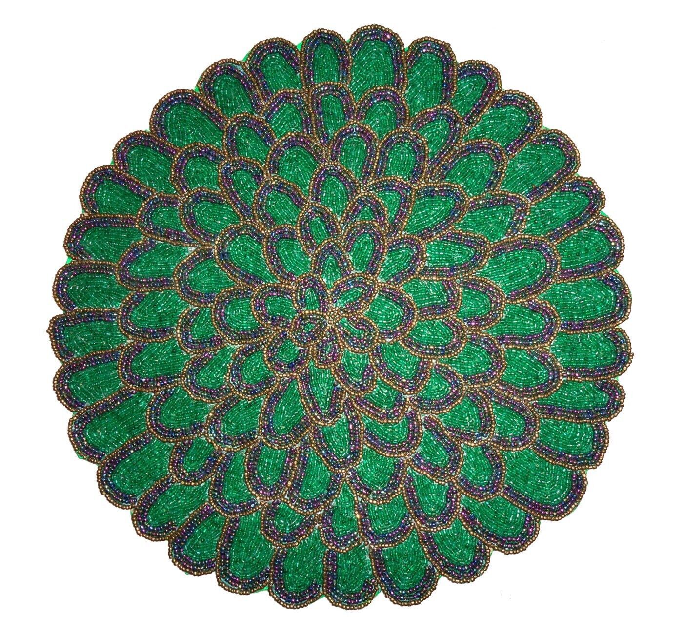 Hand Beaded And Glass & synthetic Beads Round Placemats chargers Table mat 14