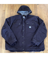 Carhartt Sherpa Lined Jacket Coat Hooded Dark Brown Mens 2XL - £105.50 GBP